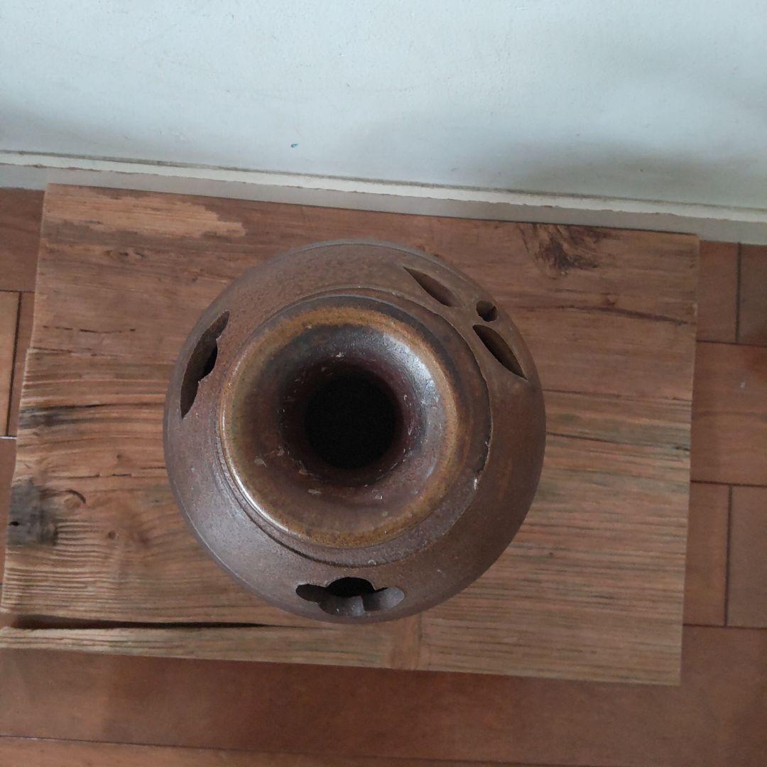 人間国宝、備前焼、藤原啓、松竹梅透花入