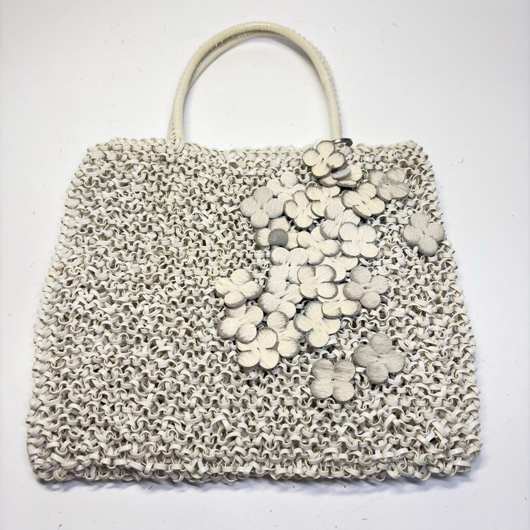 極美品 アンテプリマ ワイヤーバッグ フラワーハンドバッグ PVC オフ