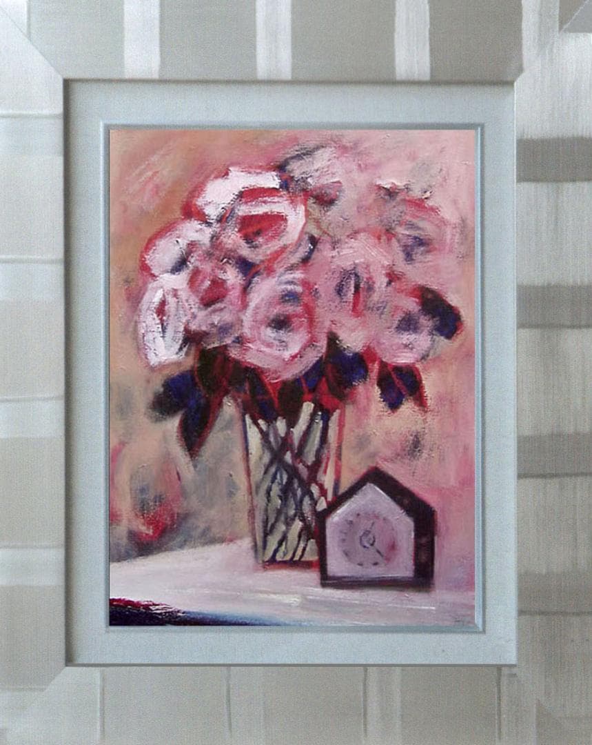 油絵 菅家令子 絵 絵画 インテリア uF6-112502 花 ばら