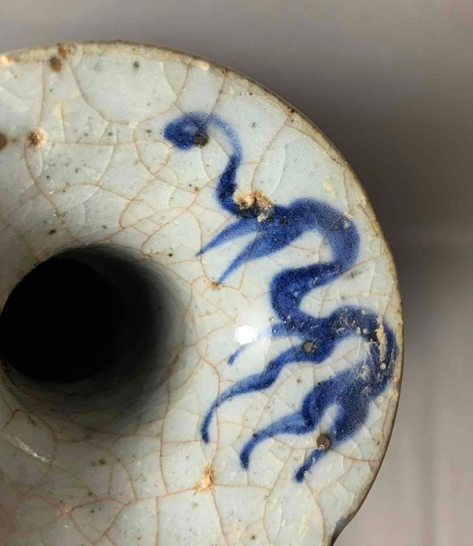 中国 染付徳利形龍絵瓶　f2250906