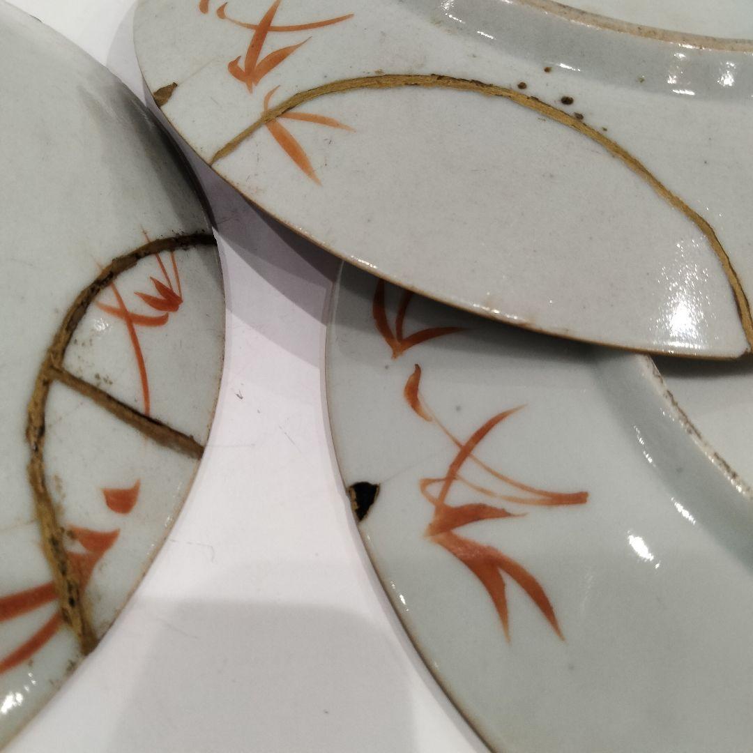 M352 清代 民国 清朝期 十錦皿 三客 中国古玩 唐物 木箱付 中国古美術