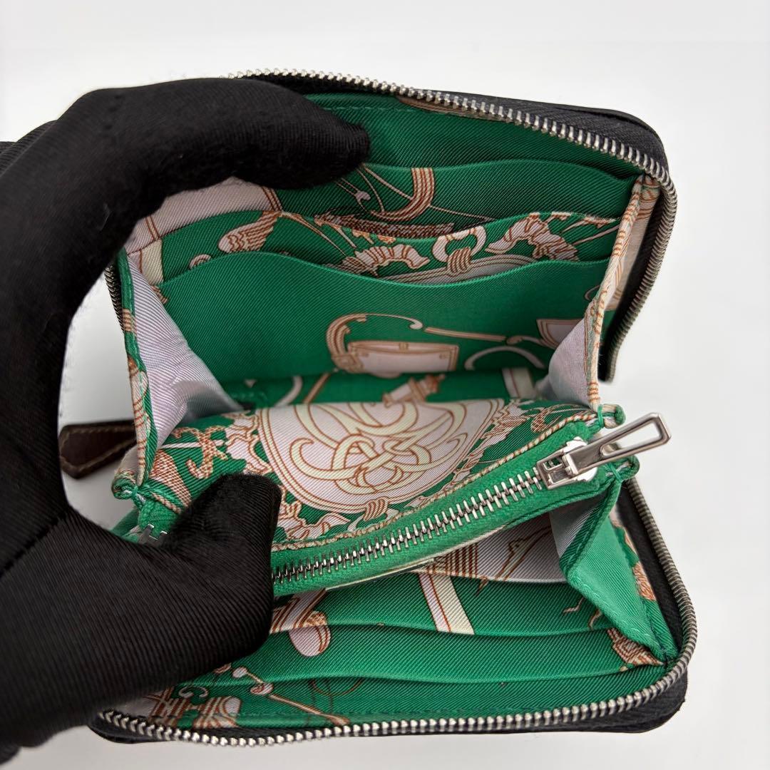 美品✨エルメス アザップ シルクイン コンパクト ブラック U刻印 財布 822