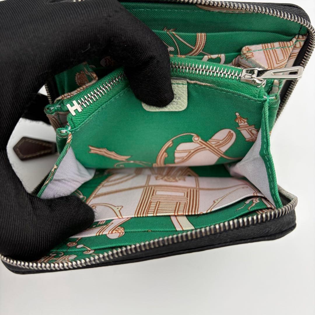 美品✨エルメス アザップ シルクイン コンパクト ブラック U刻印 財布 822