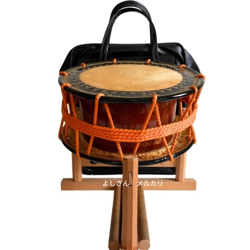 金箔縁仕上げ・漆塗り】締め太鼓 直径35cm・バチ・和太鼓・締太鼓 金箔縁