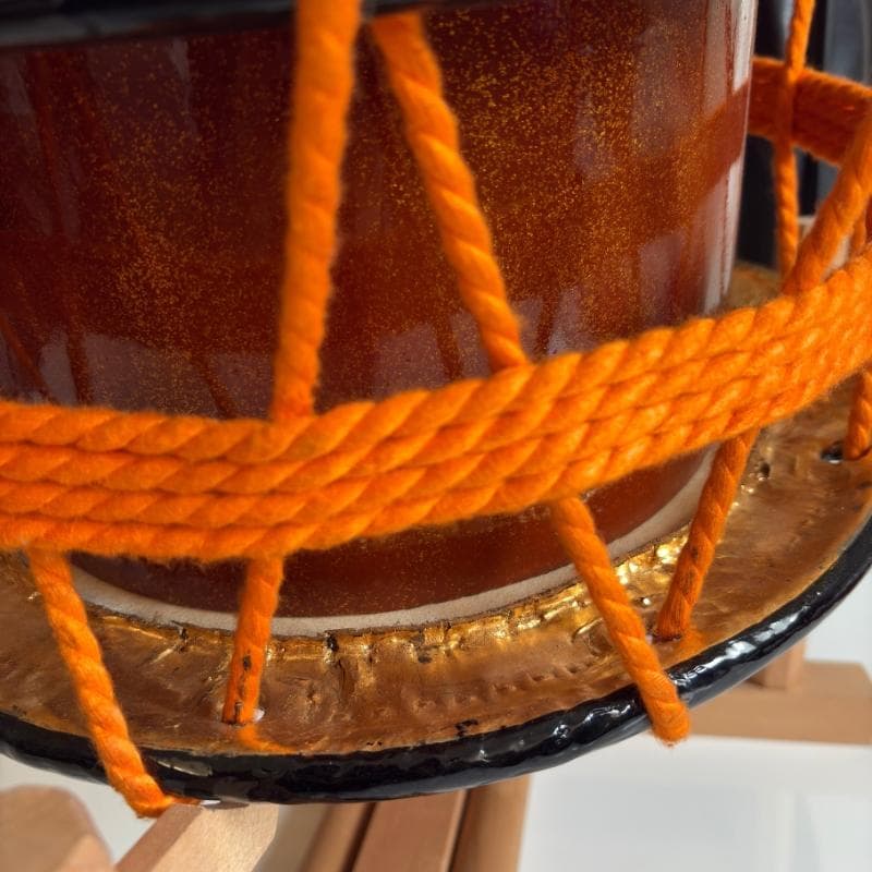 金箔縁仕上げ・漆塗り】締め太鼓 直径35cm・バチ・和太鼓・締太鼓 金箔縁