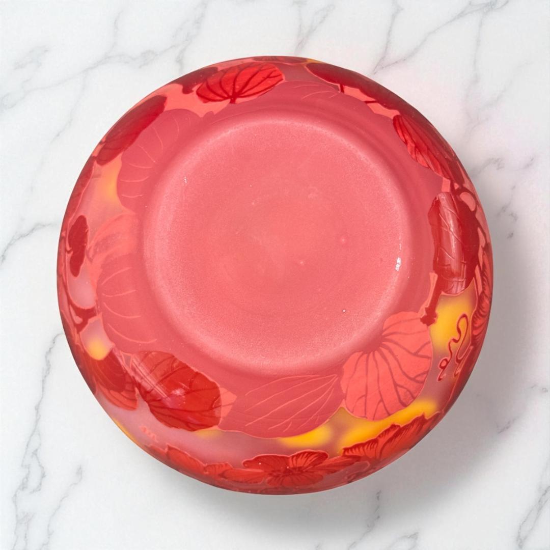 証明書付】希少エミールガレ 鉢 高さ13cm 幅17.5cm カメオ彫り 花器