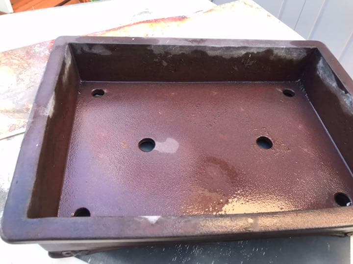 盆栽鉢 時代大きな水庄園長方鉢42x31x10cm窓付き雲足