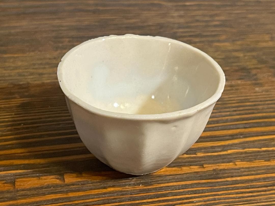 白磁 面取 猪口 時代物 李朝 骨董 酒器