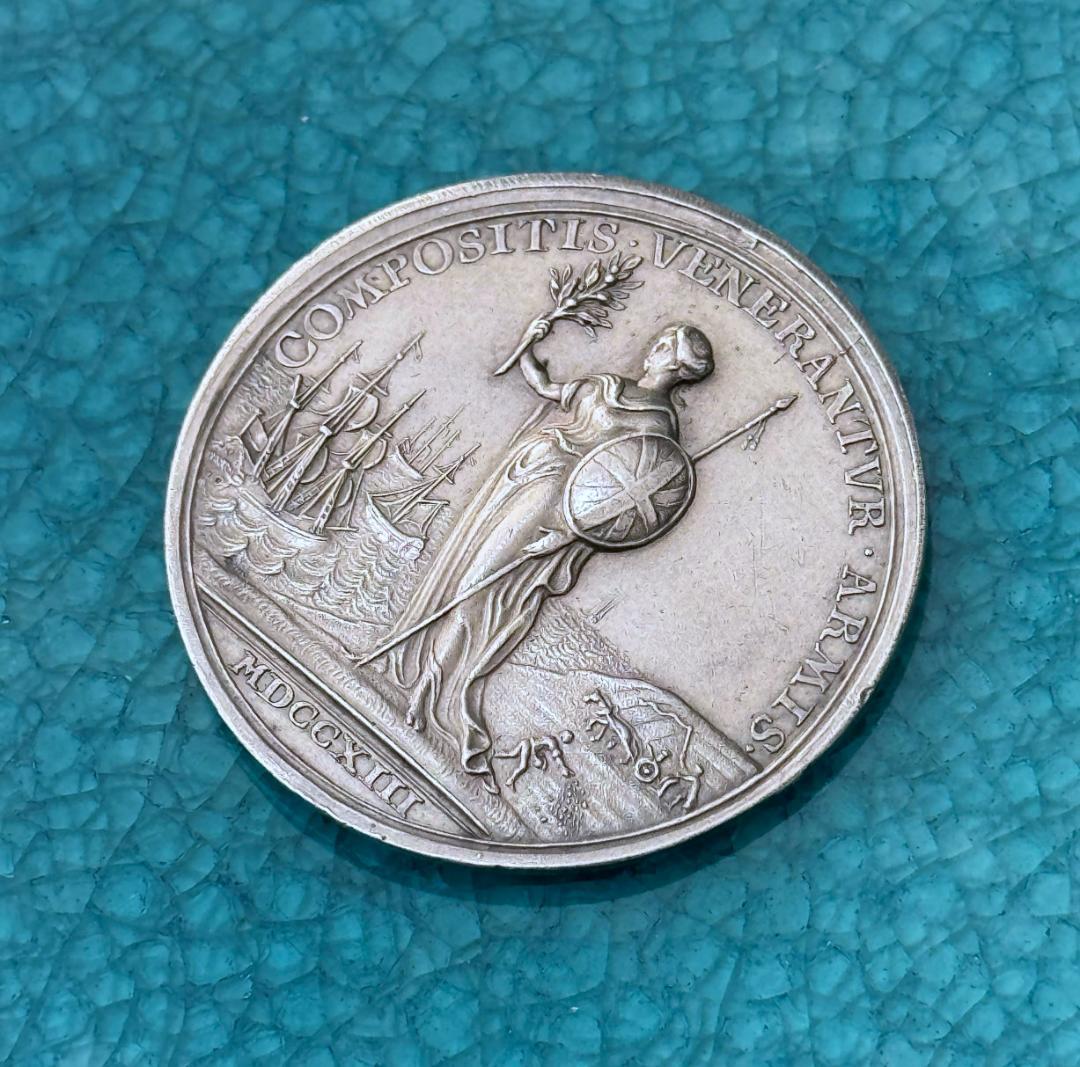 専用手配品 1713年 イギリス アン ユトレヒトの平和 クロッカー 銀メダル