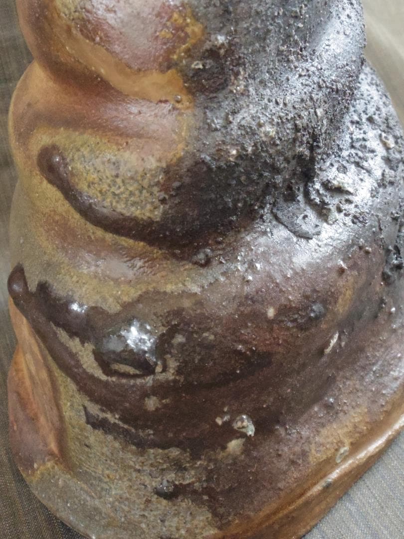 入手困難☆ジェフ・シャピロ【師：伊勢崎淳】焼き締め扁壺☆共箱