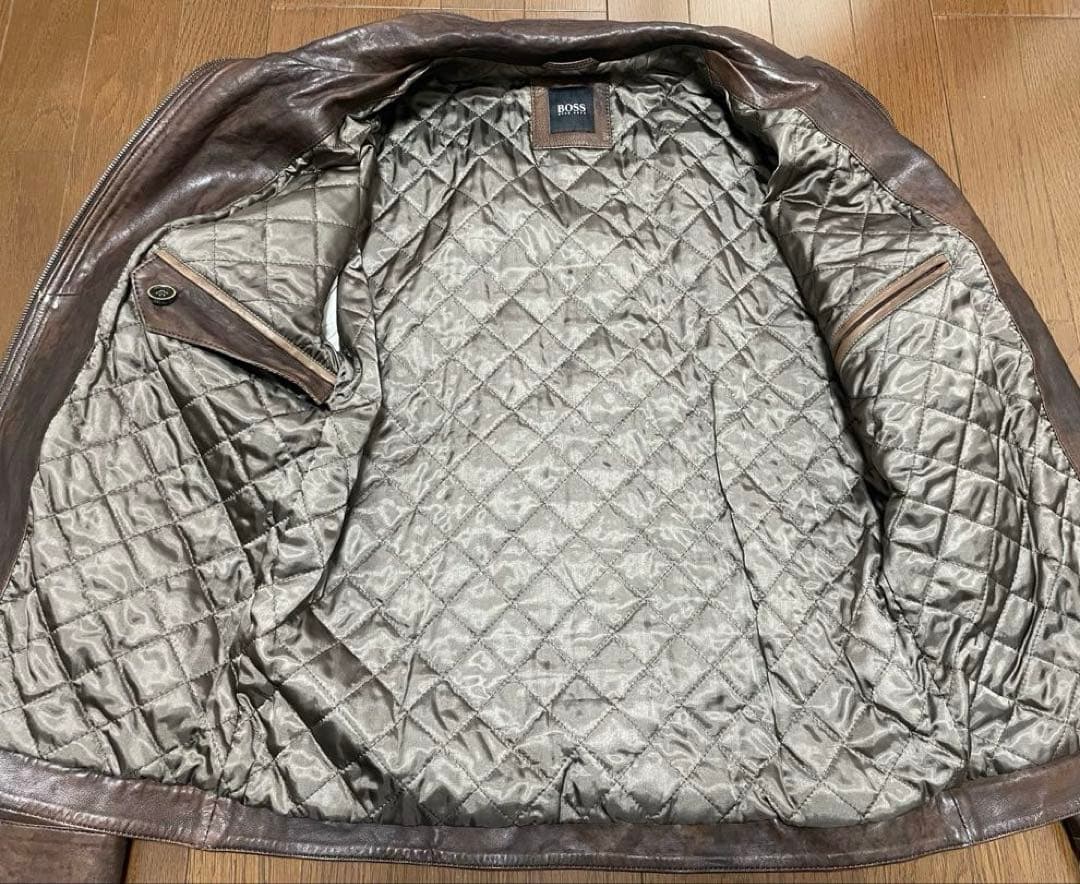 HUGO BOSS☆ヒューゴボス☆ラムレザーシングルライダースジャケット☆50