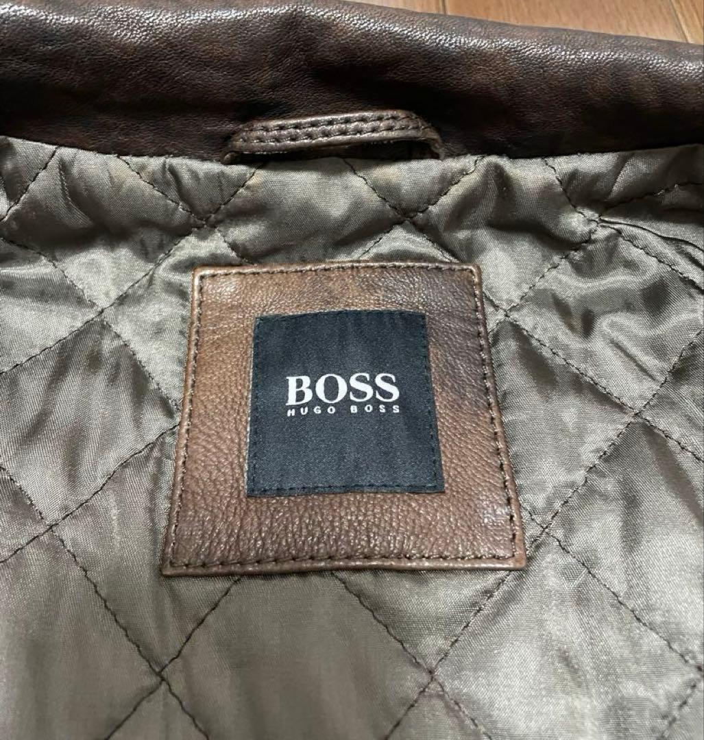 HUGO BOSS☆ヒューゴボス☆ラムレザーシングルライダースジャケット☆50