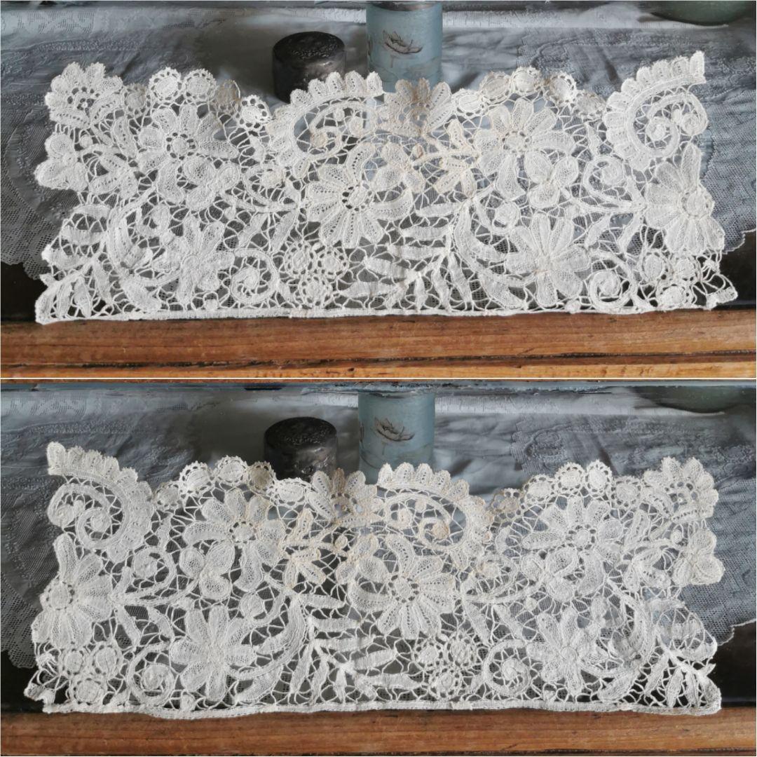 アンティーク繊細なブリュッセル デュセスレース ロングラペット付け襟