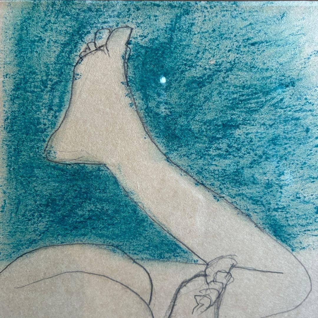 手代木克信　デッサン　素画　女性画　裸婦　サイン入　額付　25.12.17-2