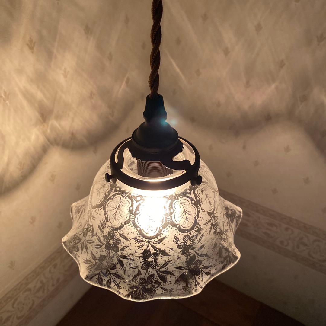 英国アンティーク ビクトリアン 美しい ボタニカル 酸エッチング