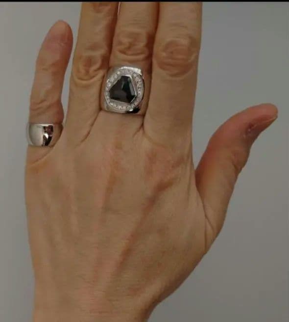 ★新品未使用★◆エメットジュエリー◆ブラックダイヤ Pt900 メンズ広幅リング