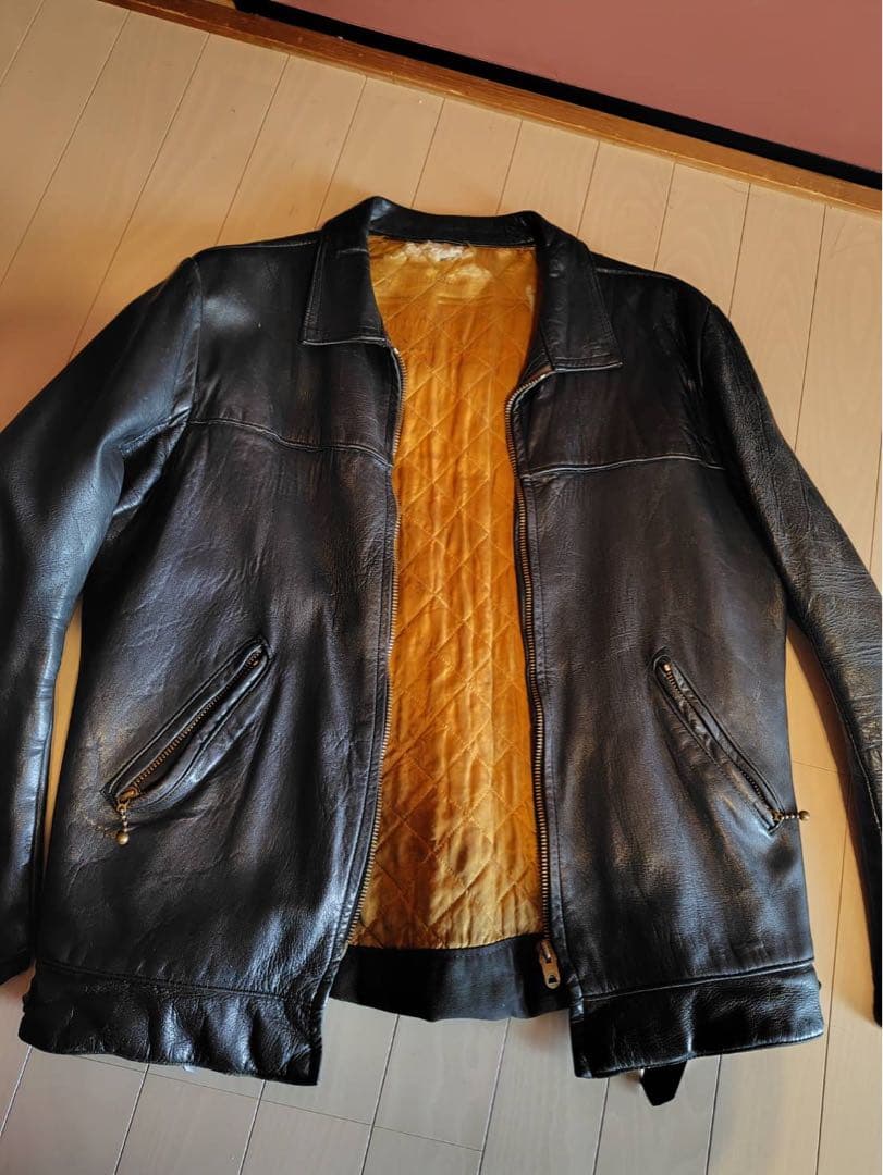 ビンテージ　ロンジャン　シングル　レザー 70s ヴィンテージ シングル UKライダースジャケット ロンジャン