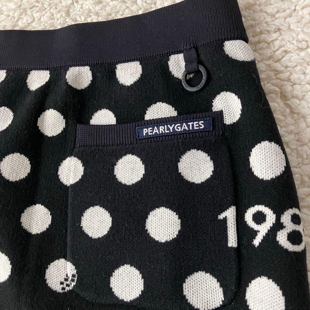 【35,200円新品】パーリーゲイツ ウール混 ジャカードロゴドット柄スカート