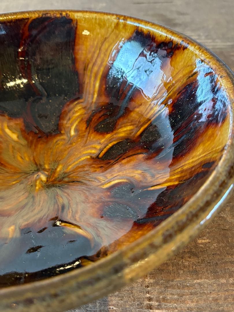 熊本県　ふもと窯　大鉢　スリップウェア