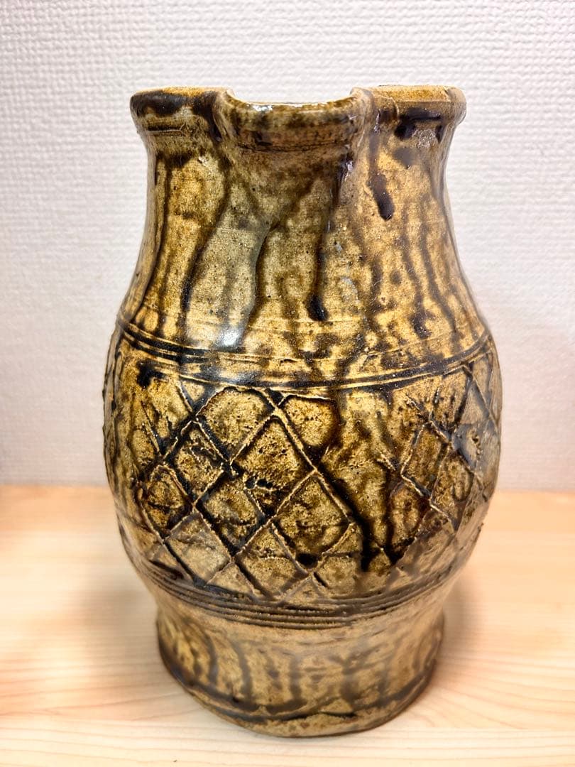 逸品】辻清明 絵唐津 ぐい呑 共箱，共布 唐津焼