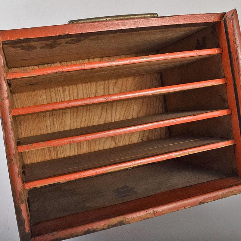 中国　竹嵌　骨牌　背竹牌　麻雀牌　花鳥文蒔絵朱塗箱付　D　8707