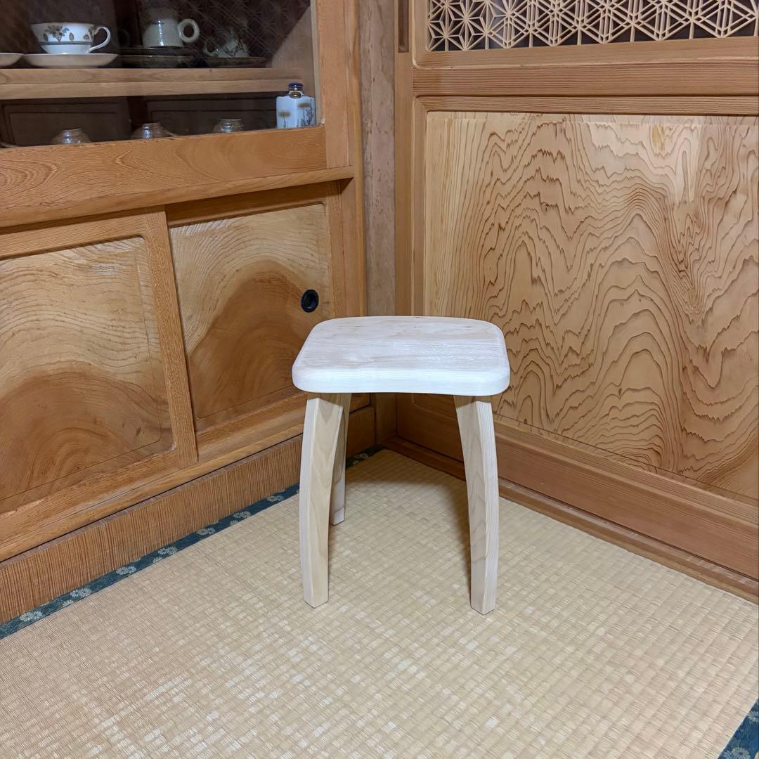 1370建具屋58年のおじいさんの手作り木製サイドテーブル、イス