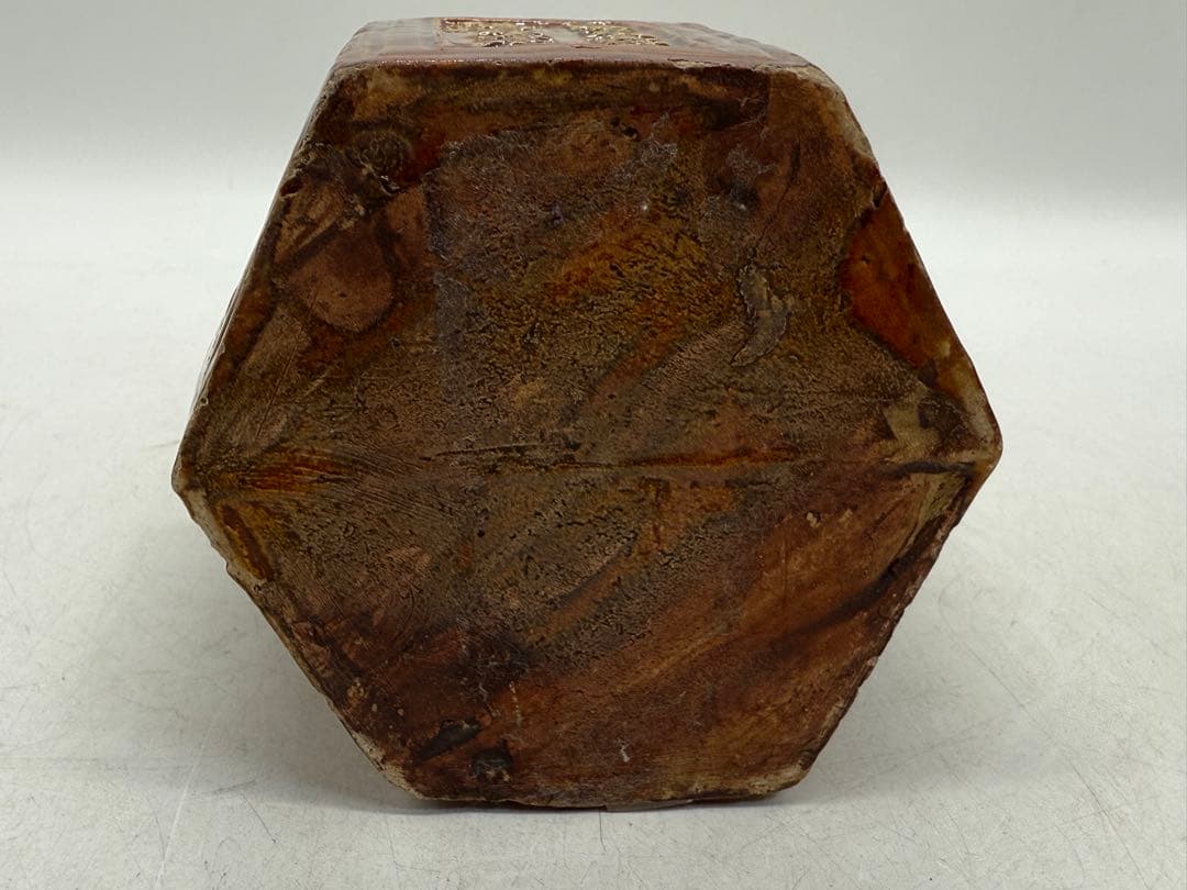 中国　清時代　素三彩　梅竹詩紋六角茶壺　アンティーク　送料込み251121