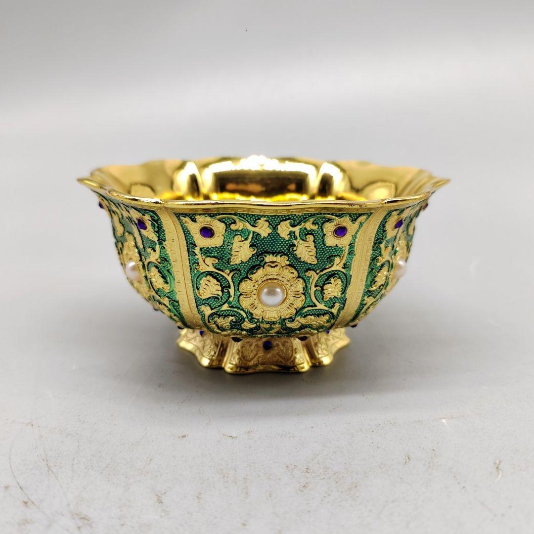 銅 細工 花開富貴碗 玄関 書架 装飾品 工芸品 置物