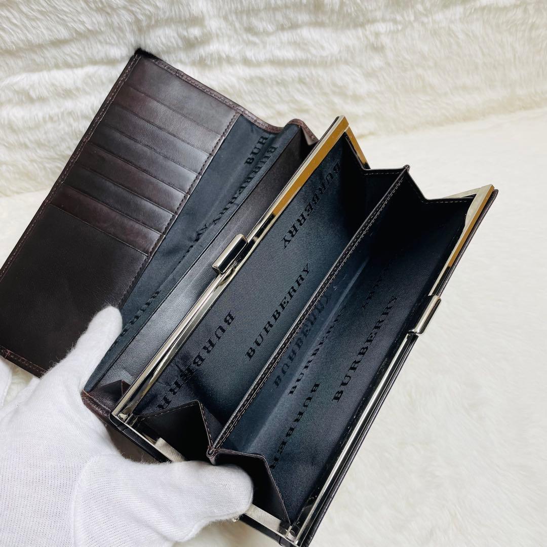 未使用級 BURBERRY 正規品 がま口 二つ折り ノバチェック 大人気
