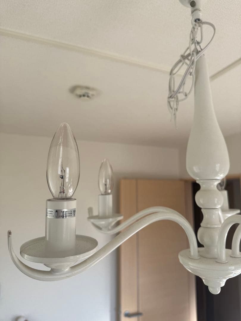 Francfranc ホワイトシャンデリア5灯 電球付き 北欧クリスタル 白