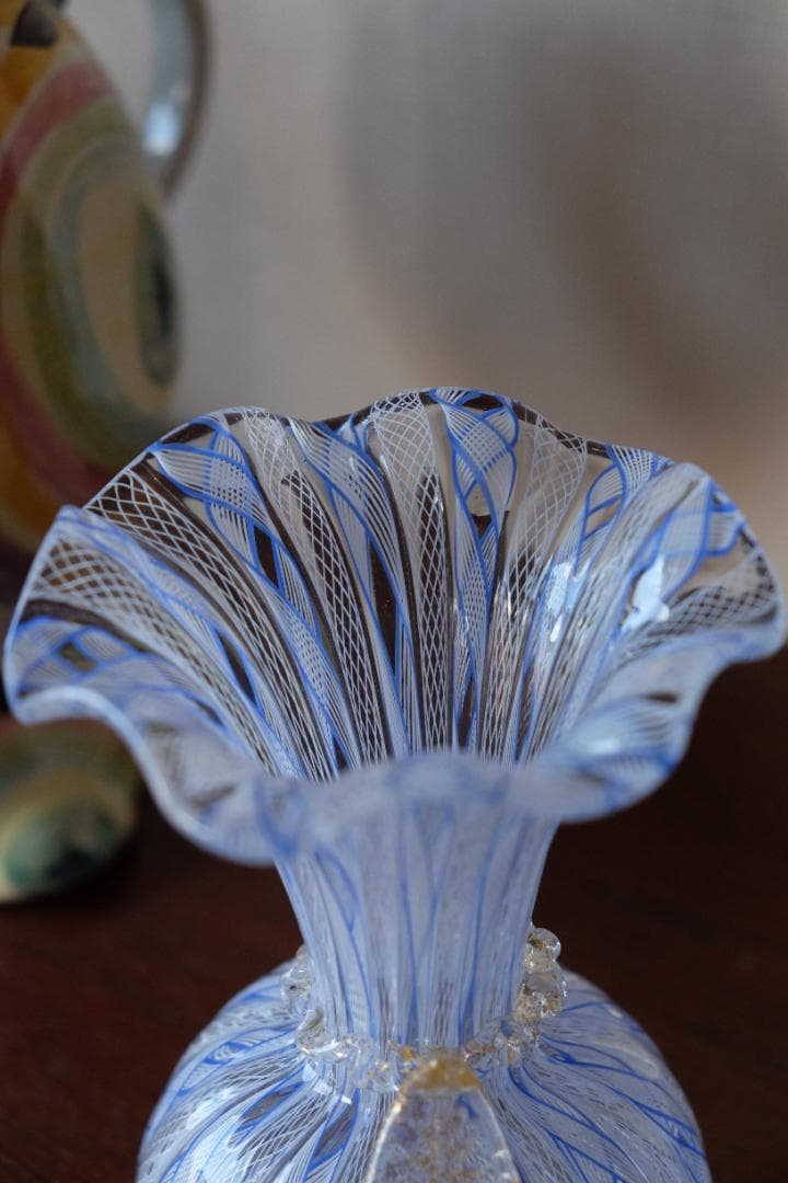 レースガラス 花瓶 ベネチアングラス ムラーノガラス アンティーク