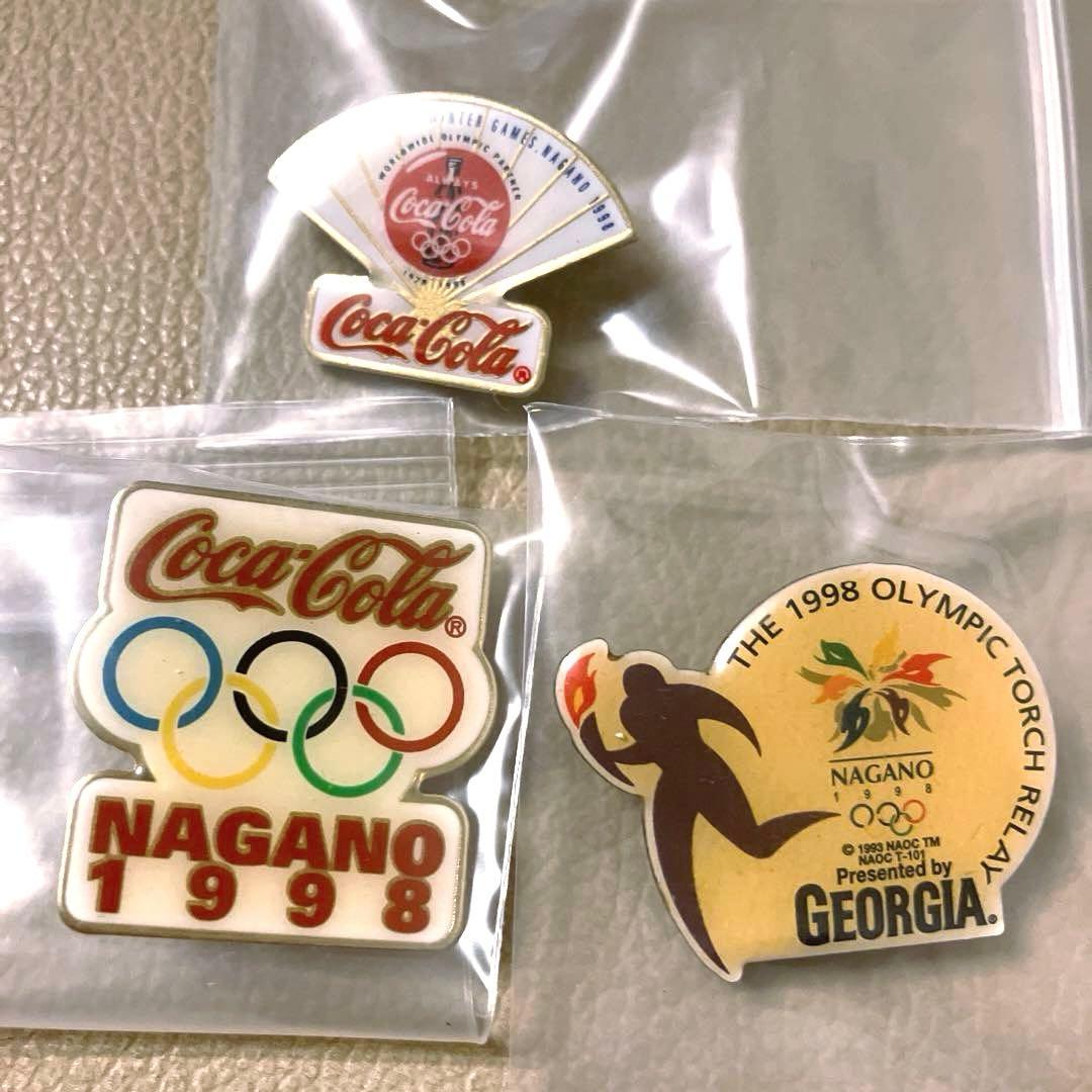 未使用】1998年長野オリンピックコカコーラ&ジョージア ピンバッジ3個