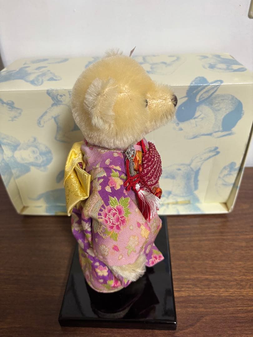 シュタイフ 677380市松　牡丹　テディベア 2012年　日本限定　台座付き