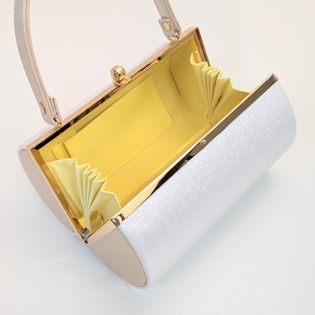 草履バッグセット 振袖 帯地 白 ベージュ LLサイズ 三枚芯 w47-4