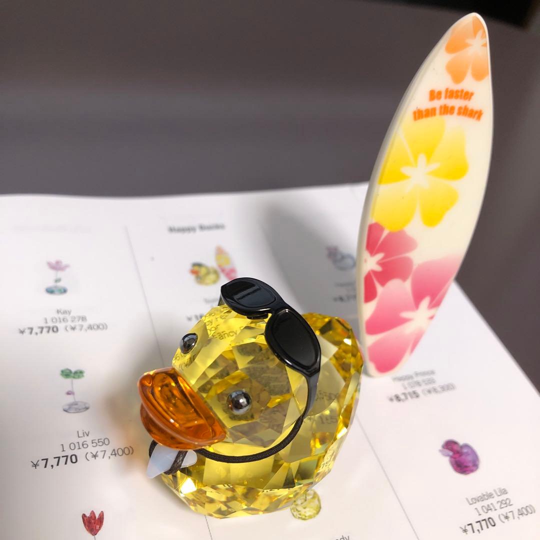 スワロフスキーSWAROVSKIハッピーダック♪サニースティーブサーフィン置物