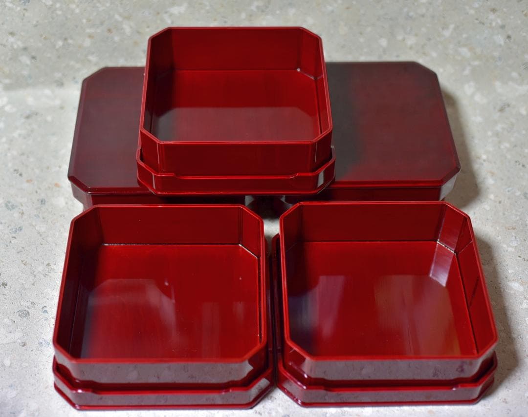 塗師正利作　春慶塗大徳寺お重5客　菓子器　共箱