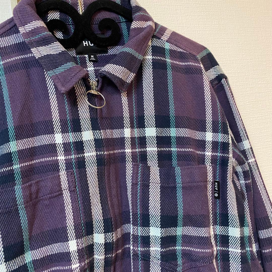 Huf チェック柄ジャケット パープル - メルカリ
