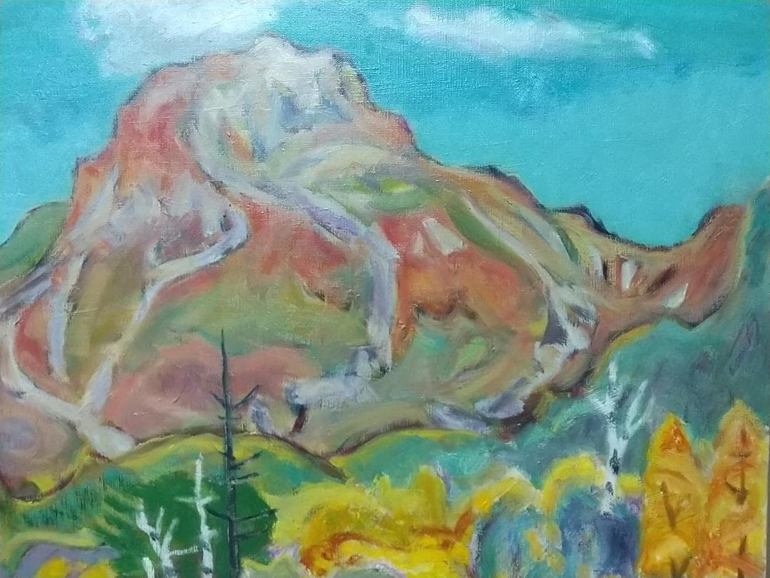 「焼岳」秋 絵画 油絵 F10