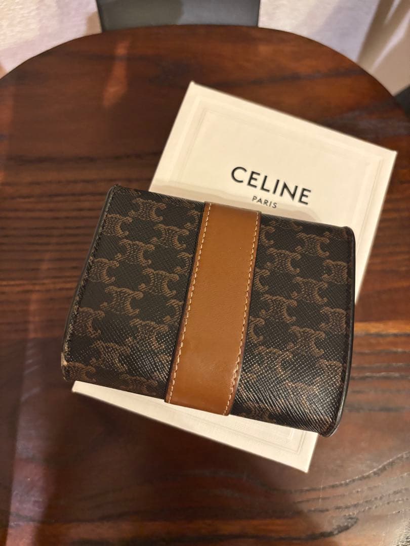 CELINE 三つ折り財布 ダークブラウン - メルカリ