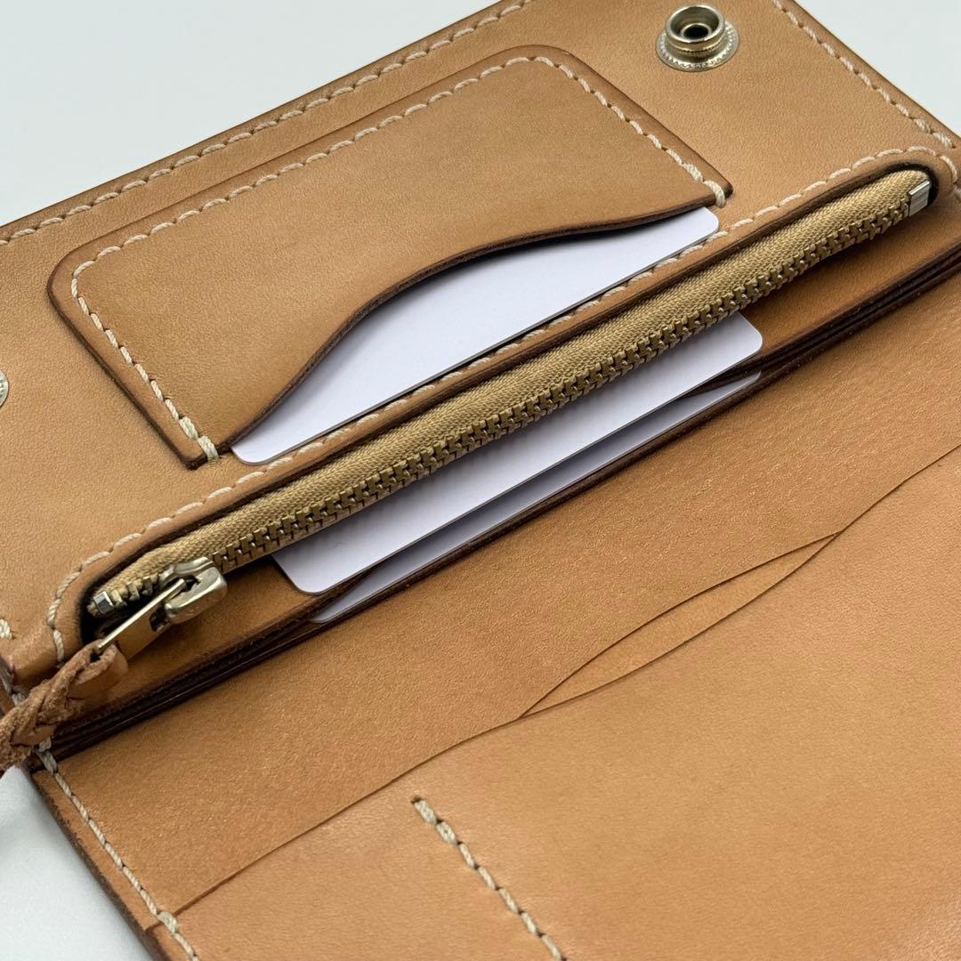 トラッカーウォレット(ナチュラル) サドルレザー　タロンジッパー　真鍮ニッケル
