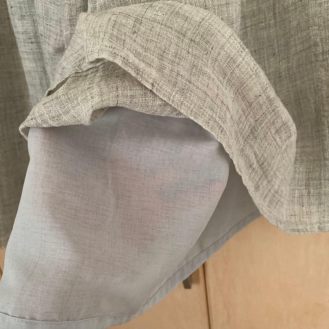 中川政吉商店　麻のかや織　キュロットスカート 薄墨色　未使用品