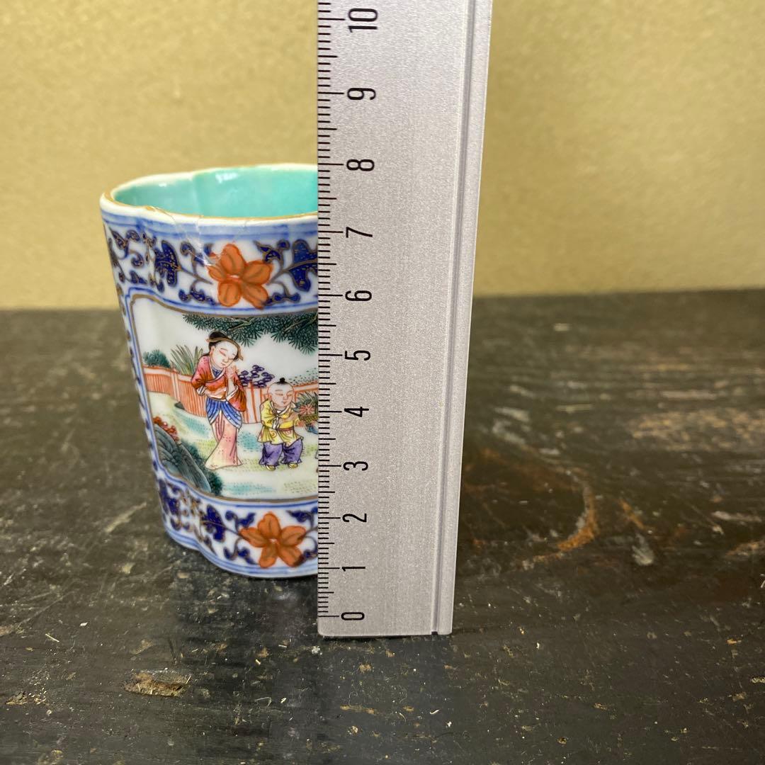 中国古玩粉彩唐人物色絵香炉【桐箱付】