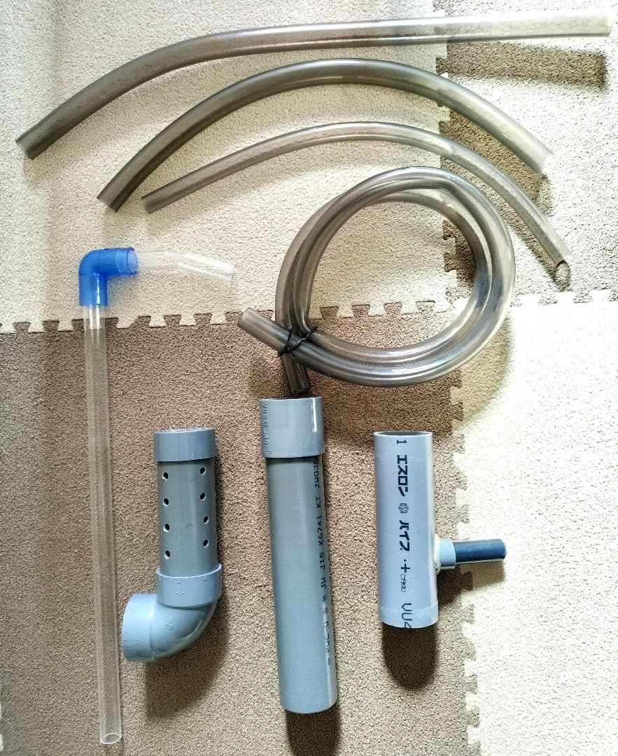 オーバーフロー曲げガラス水槽 濾過槽 セット 排水管付き