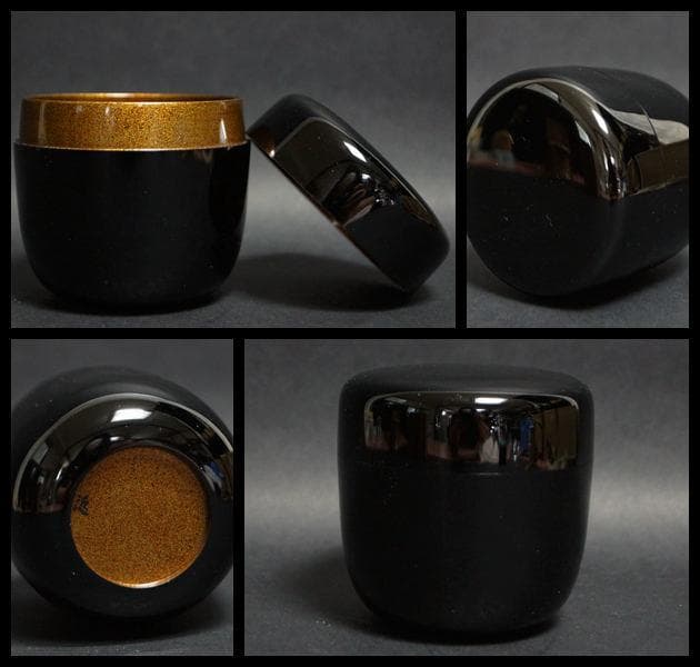 四代 川端近左作 黒大棗 内梨地 木製棗 在銘 共箱 茶道