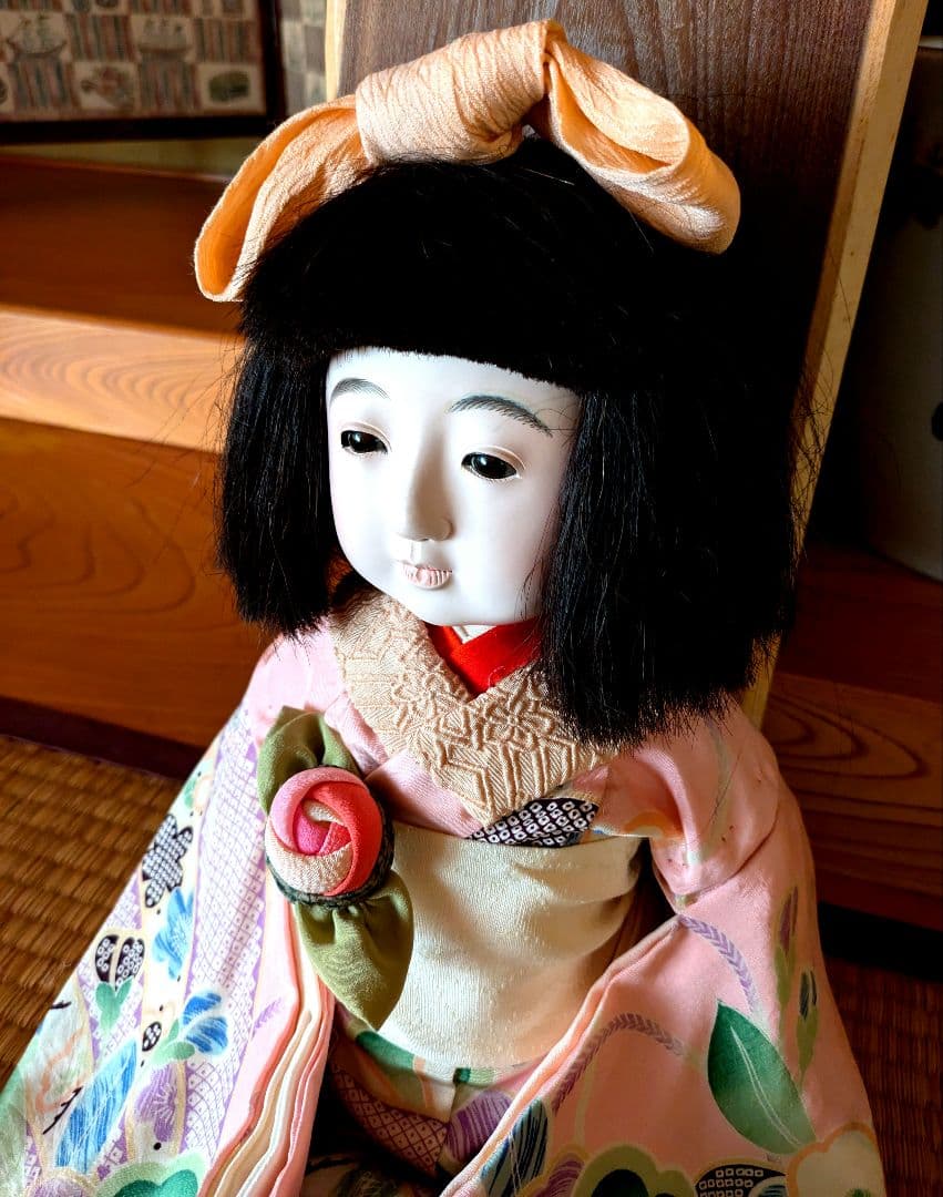 市松人形 松龍斎 太田徳久 15号 52cm 木製スタンド付き