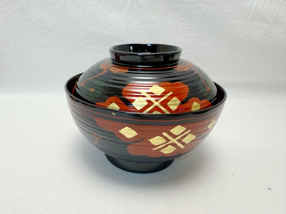 未使用 懐石道具 正法寺蒔絵 煮物椀 5客揃 内黒 和食器 汁椀 和食器 共箱