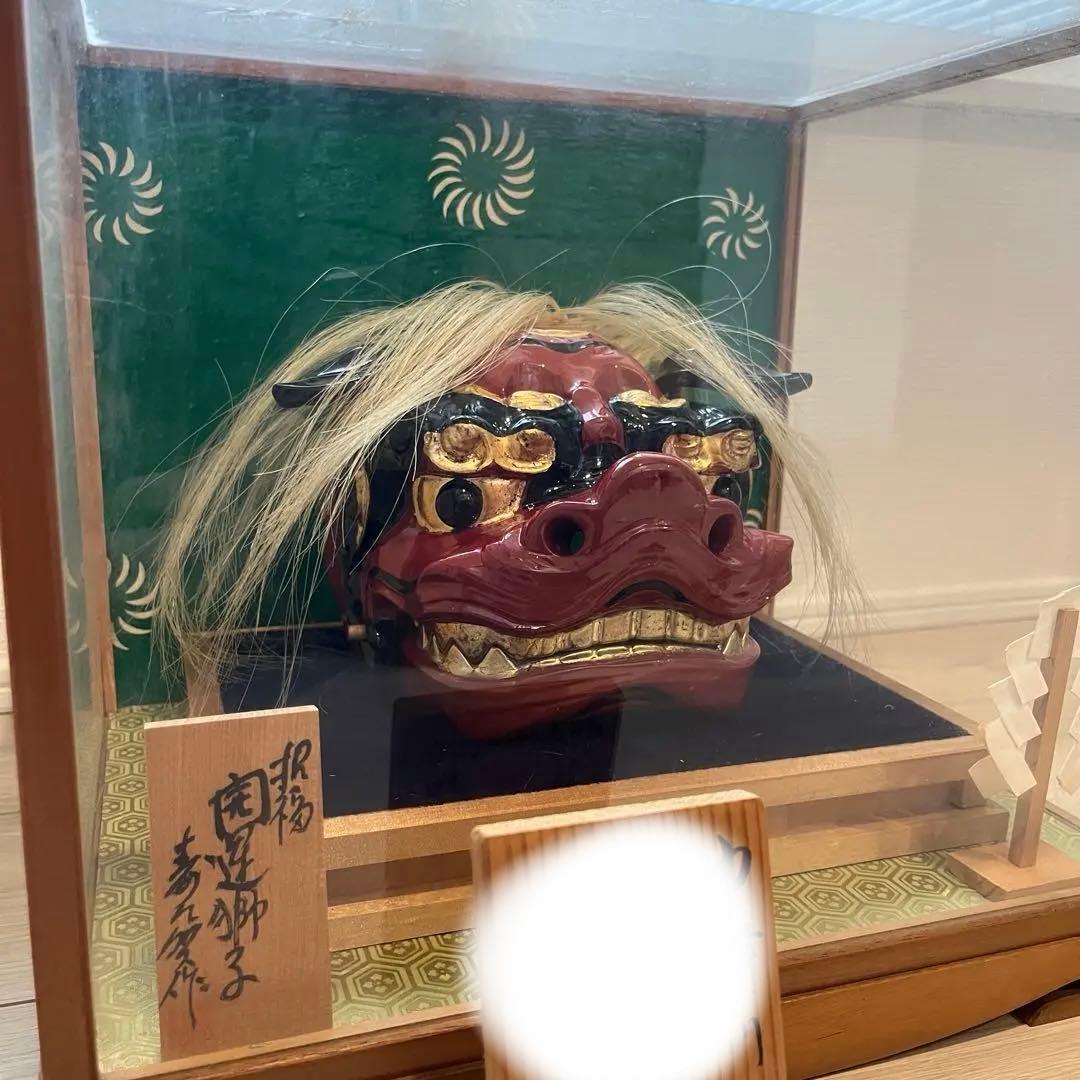 獅子舞 獅子頭 木彫 魔除け 祭 置物 古美術 神楽 木製 木彫 正月