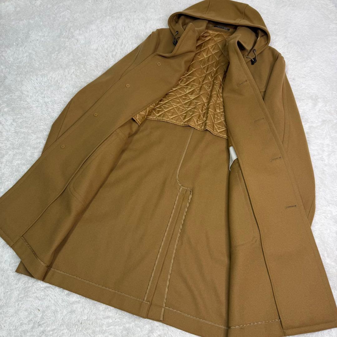 FENDI ロングコート 大きいサイズ XL 取り外しフード付き ウール