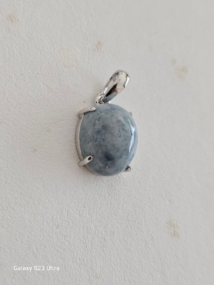 糸魚川青翡翠　SV９２５枠ペンダント１２Ｘ１０mm