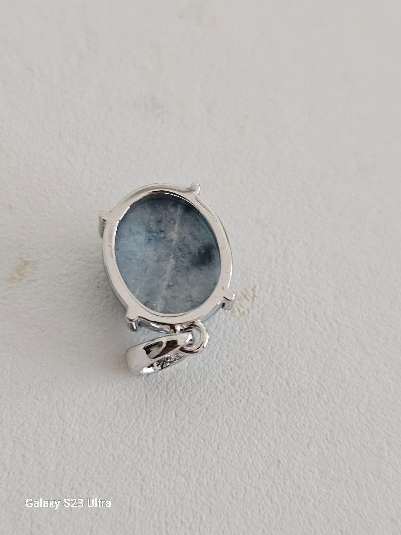 糸魚川青翡翠　SV９２５枠ペンダント１２Ｘ１０mm